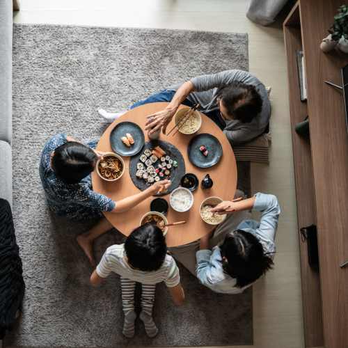 Residents together dining area at Stonebridge Apartments in West Jordan, Utah