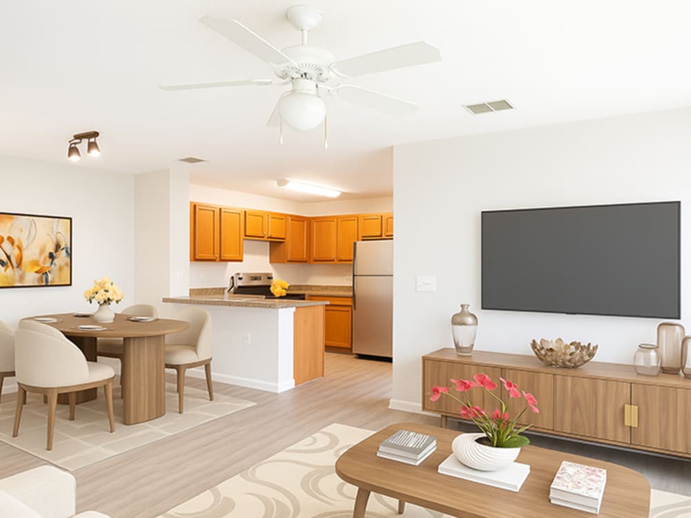 A spacious well furnished living room at The Reserve at Brookhaven in Palm Coast, Florida 