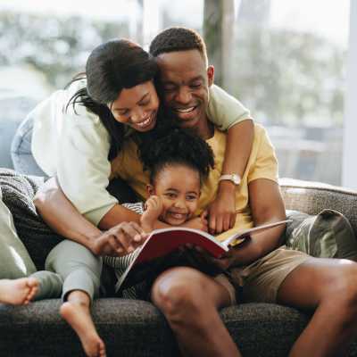 Happy family at Milwee Street Apartments in Houston, Texas