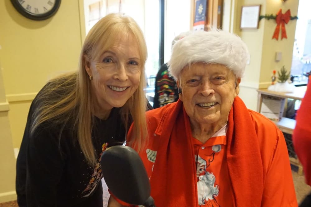 Resident enjoying a holiday event at Winding Commons Senior Living in Carmichael, California
