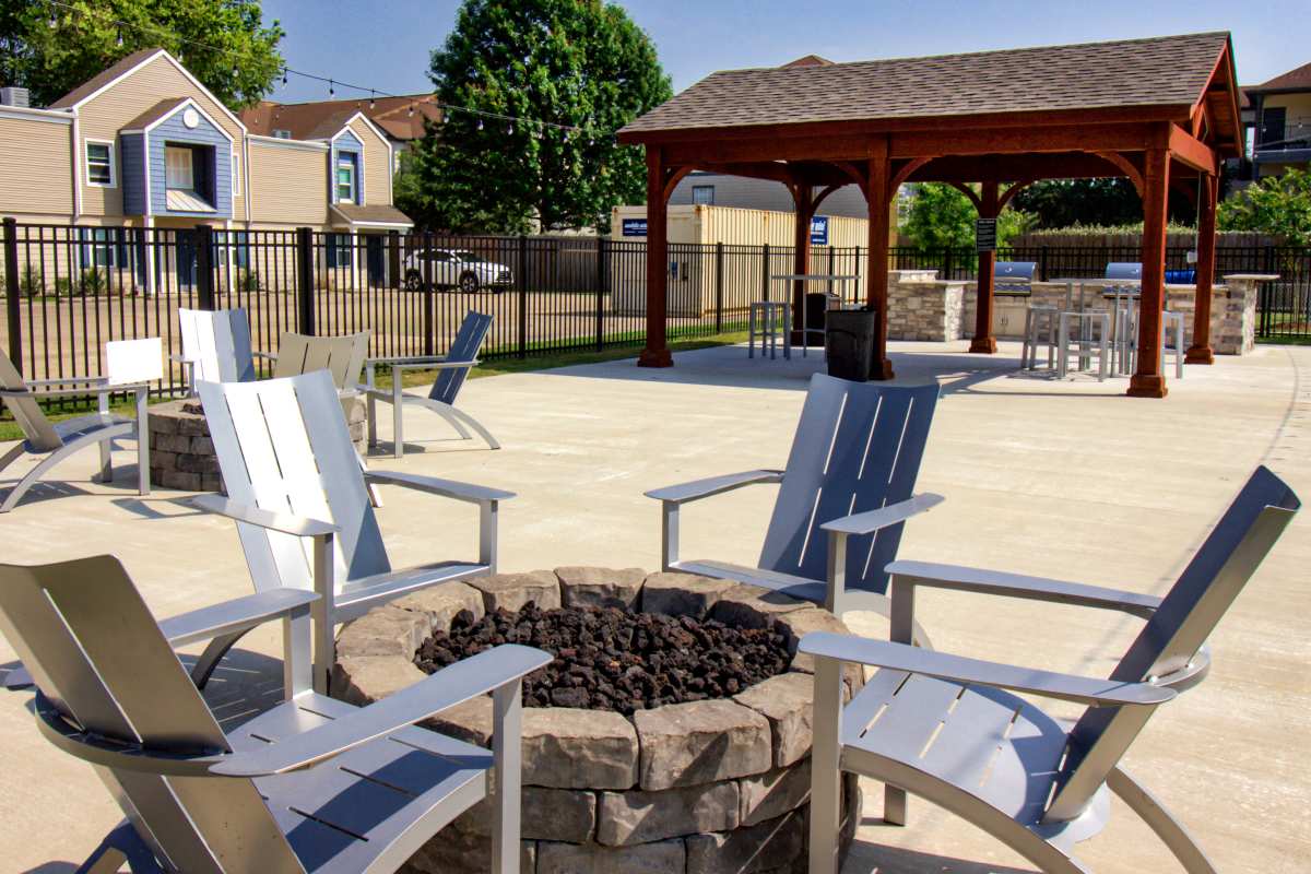 Outdoor firepits at Cobblestone at Essen in Baton Rouge, Louisiana
