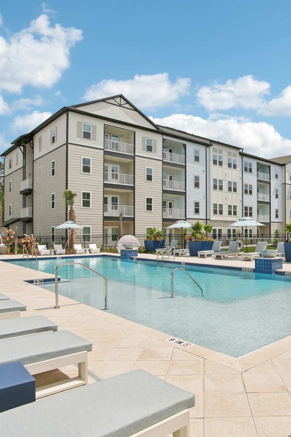 Sparkling resort style pool at at Avion Apartments in Jacksonville, Florida