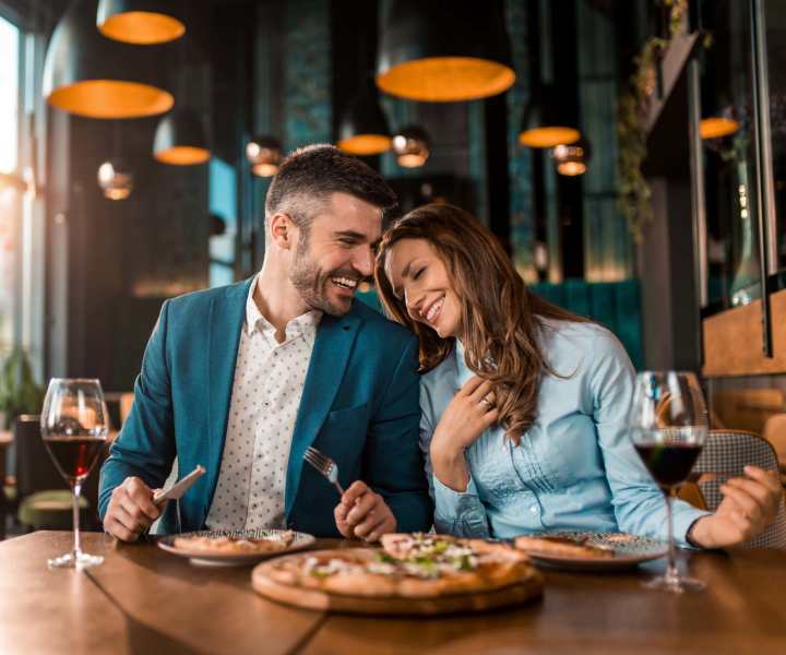 Resident enjoying food near Skyline Tower in Fort Wayne, Indiana