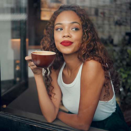 Resident having coffee near Colonnade At The Creek in Takoma Park, Maryland