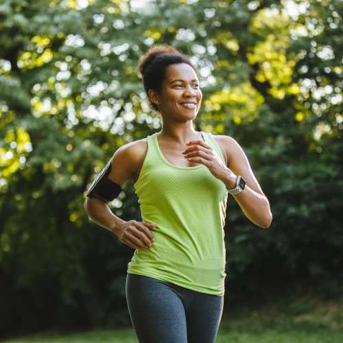 Resident jogging on a sunny day near Reserve at Northshore in Lynn Haven, Florida