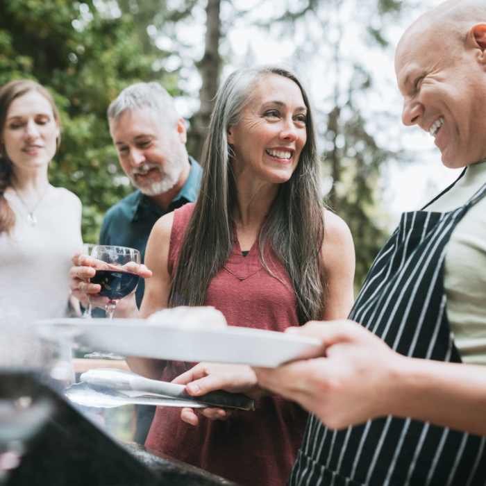 Outdoor kitchen with grills at Attain on 5th, Charlottesville, Virginia