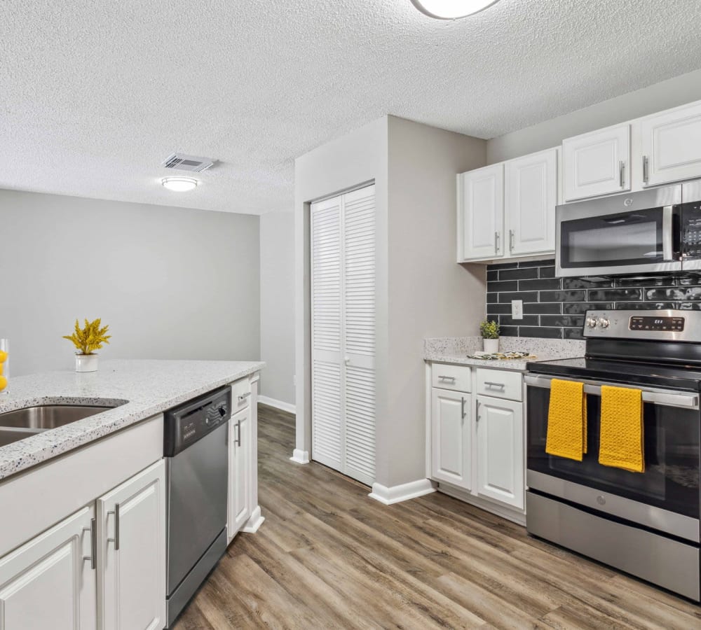 A spacious apartment kitchen at Mode at Ballast Point in Tampa, Florida