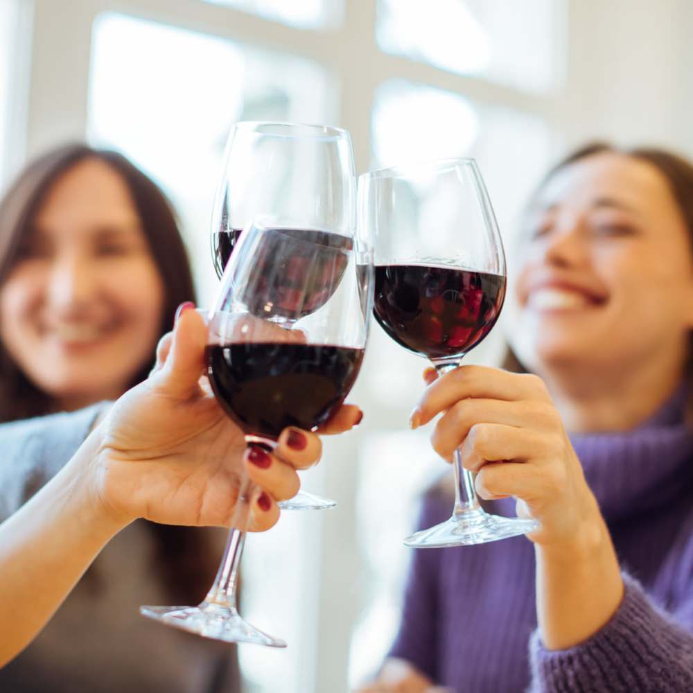 Friends out for drinks at Slide North Apartments in Lubbock, Texas
