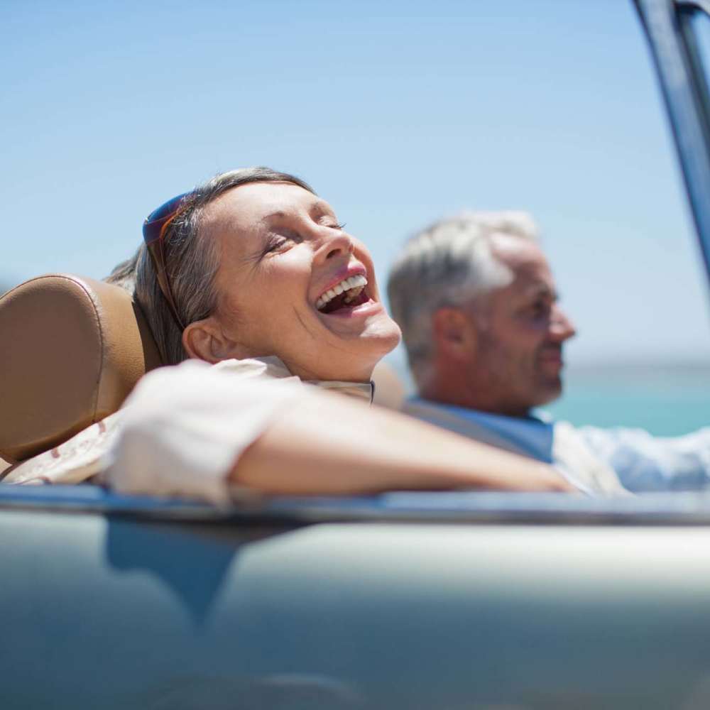Couple taking car ride in the neighborhood at Farrington Trace Senior in Greenville, North Carolina