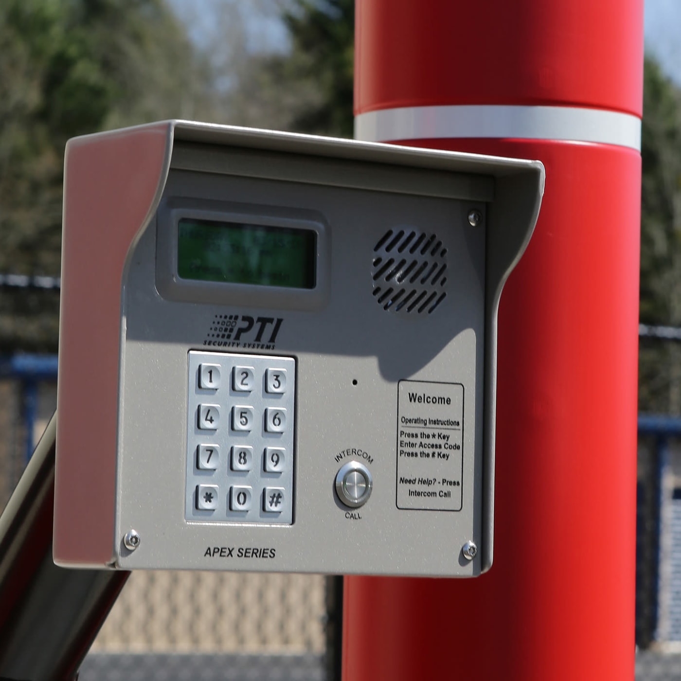 Keypad entrance to Midgard Self Storage in Wilmington, North Carolina
