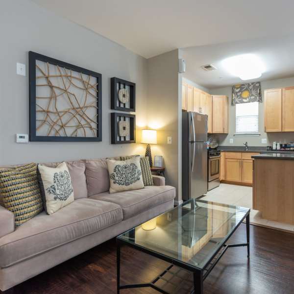 Apartment with wood-style flooring at Commons on Potomac Square, Sterling, Virginia