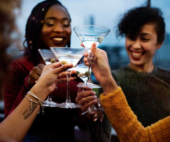 Residents enjoying a cocktail near The Rosewood Apartments in Vancouver, Washington