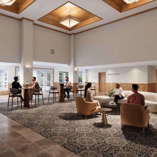 Resident cooking in his model kitchen at Woodland Flats in Gresham, Oregon