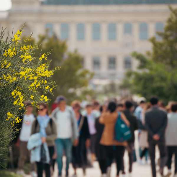  Students walking to class at The Quarters at Bloomington in Bloomington, Indiana