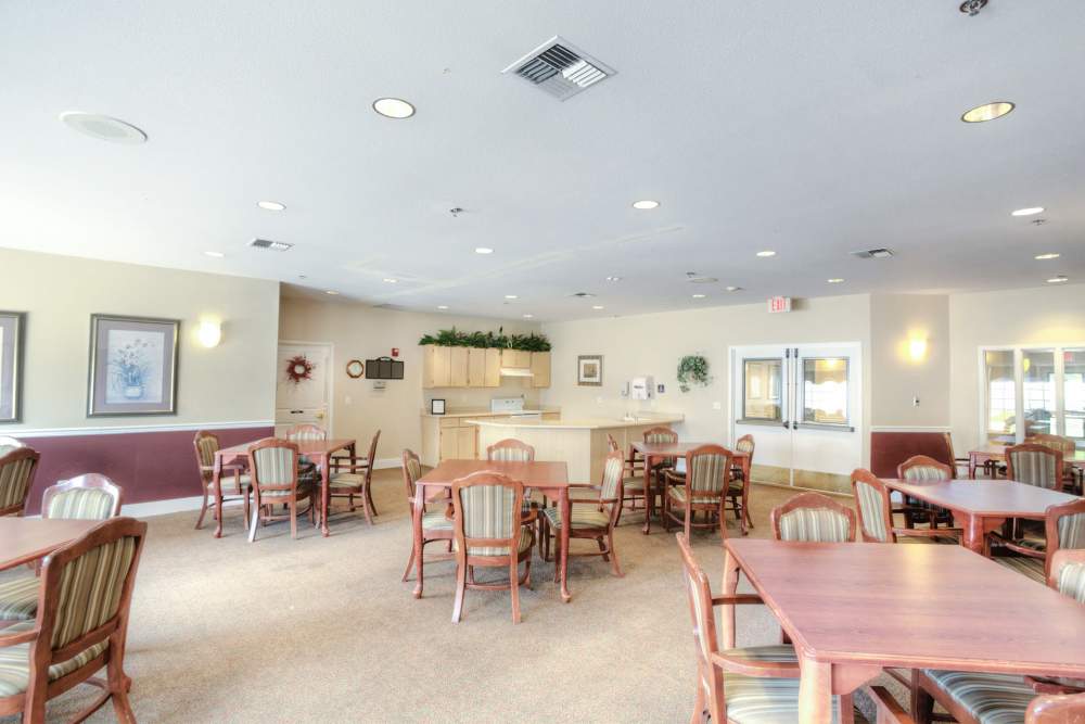 Dining area at Eagle Springs Memory Care in College Place, Washington