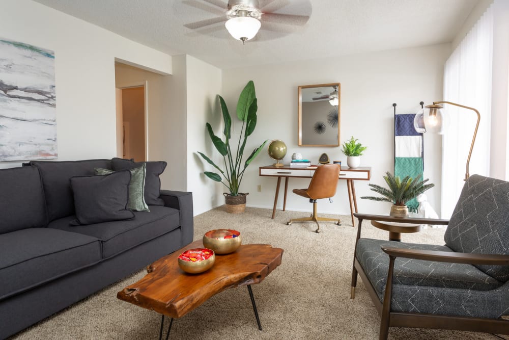 Bright living room at Mountain Village in El Paso, Texas