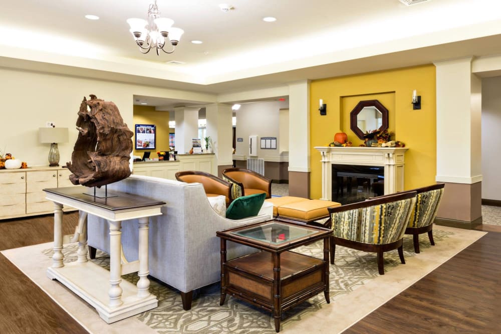 Fireside seating at The Harmony Collection at Hanover in Mechanicsville, Virginia