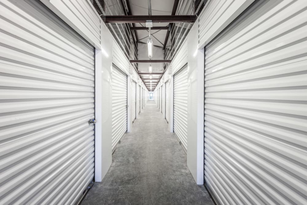 Spacious hallways at Auburn Way Self Storage in Auburn, Washington. 