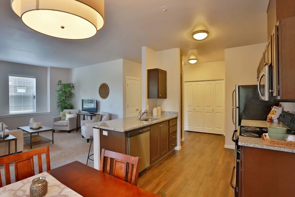 Fully equipped kitchen at The Fairway Apartments in Salem, Oregon