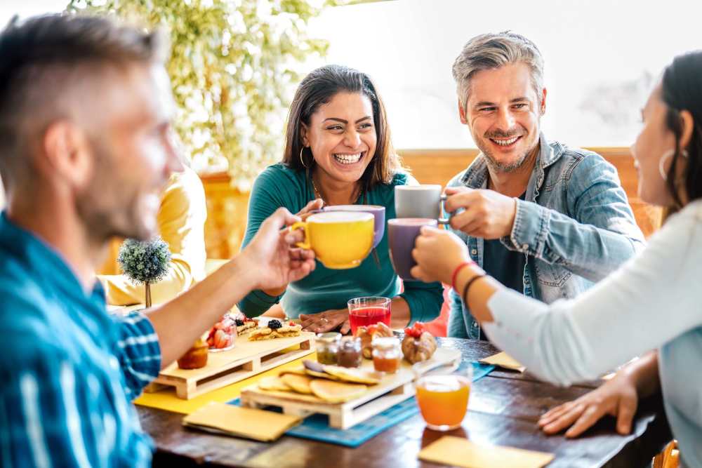Residents at a coffee shop near Traditions at Federal Way in Federal Way, Washington