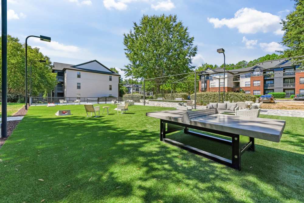 Exterior table tennis setup at Wesley in Raleigh, North Carolina