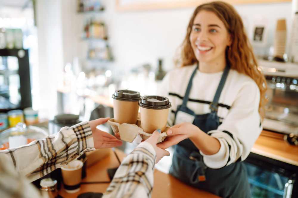Residents buying coffee from a coffee shop near Davis Zeller Place in Brazil, Indiana