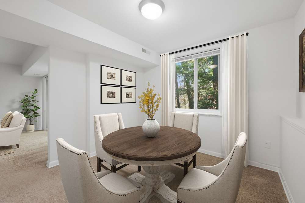 Spacious living area with natural light at Fairway Apartments in Reston, Virginia
