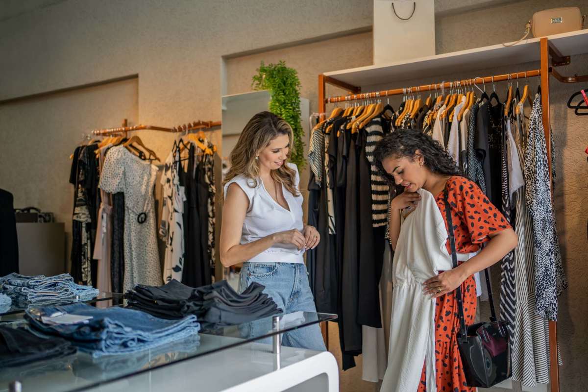 Woman shopping in a boutique near Lafayette Station in Lafayette, Colorado