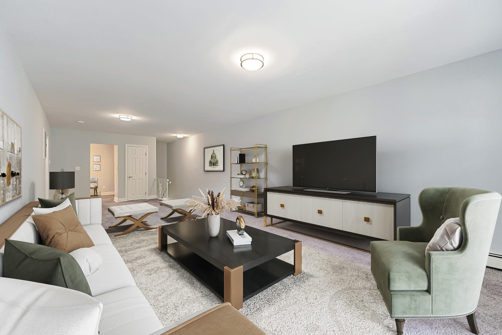 Spacious Living Room at Eagle Rock Apartments at Woodbury in Woodbury, New York