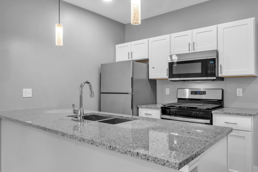 Stone style countertops in an apartment at Creekview Court in Getzville, New York