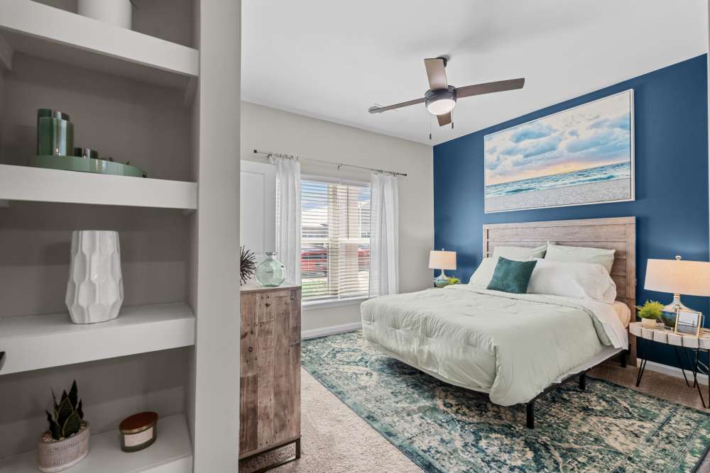 Well-lit master bedroom at North Bay Landing in Panama City,Florida