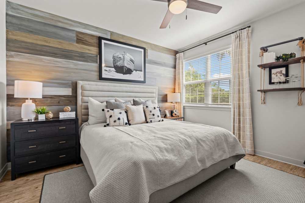 Bedroom with nice wall art at Pier Park Crossings in Panama City Beach, Florida