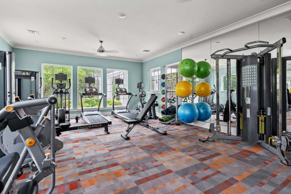 Well-equipped fitness center at Pier Park Crossings in Panama City Beach, Florida