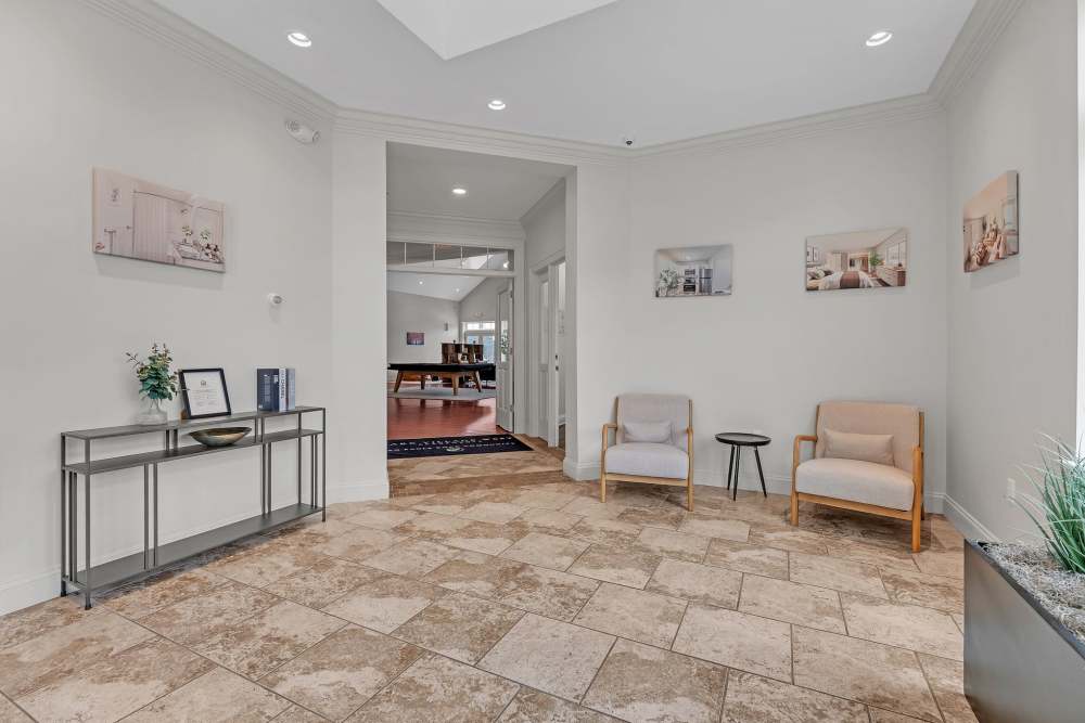 Clubhouse lobby at Park Village West in Westborough, Massachusetts