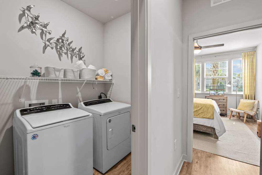 One bedroom apartment at Pier Park Crossings Apartments with washer and dryer.