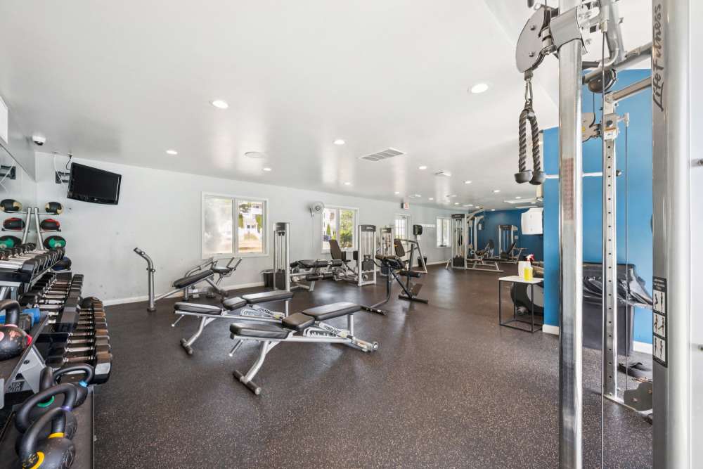 Fitness center for residents at Bay Ridge at Nashua Apartments in Nashua, New Hampshire