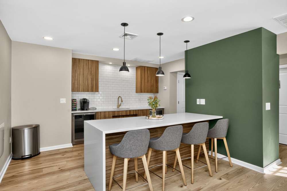 Community kitchen in the clubhouse at Eagle Rock Apartments at Mohegan Lake in Mohegan Lake, New York