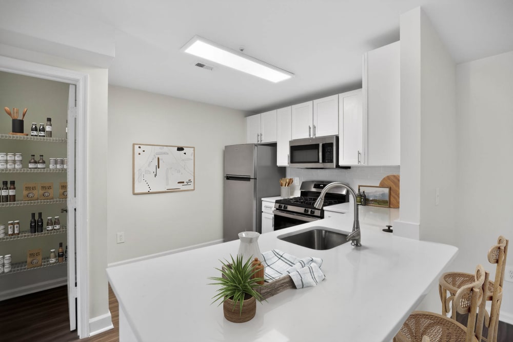 Kitchen with pantry at Eagle Rock Apartments at Columbia Pike in Arlington, Virginia