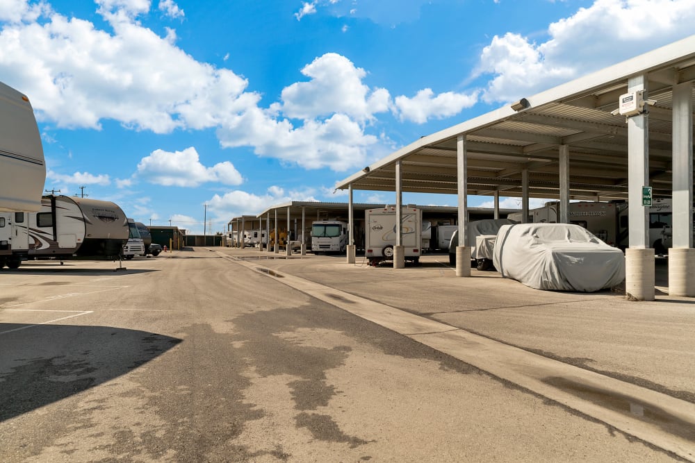 Outdoor storage for RV's and cars at Store It All Self Storage - Converse in Converse, Texas