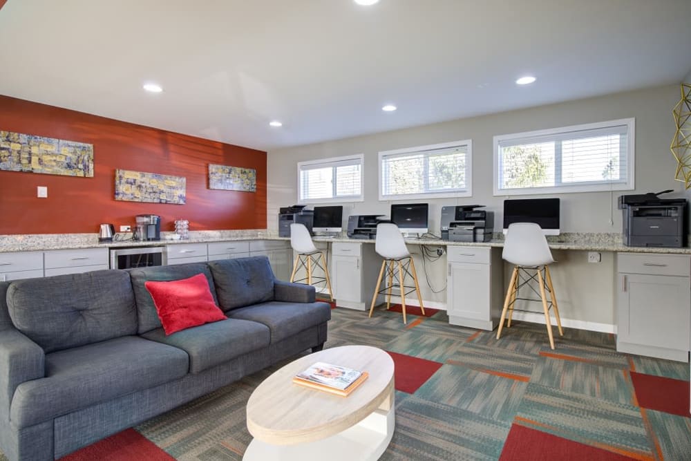 Business work stations at Terra Apartment Homes in Federal Way, Washington