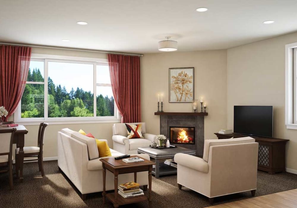 A single-family home living room at Touchmark on West Century in Bismarck, North Dakota