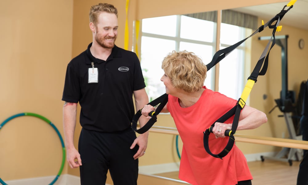 Resident exercising at Touchmark at Fairway Village in Vancouver, Washington