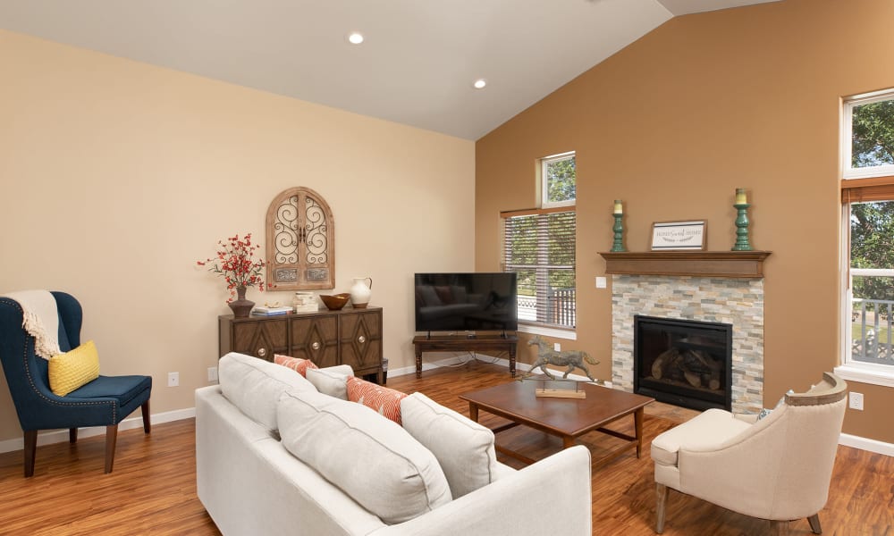 A single-family home living room at Touchmark on West Century in Bismarck, North Dakota