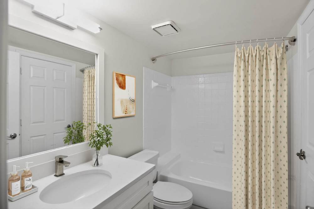 White bathroom at Eagle Rock Apartments at Columbia Pike in Arlington, Virginia