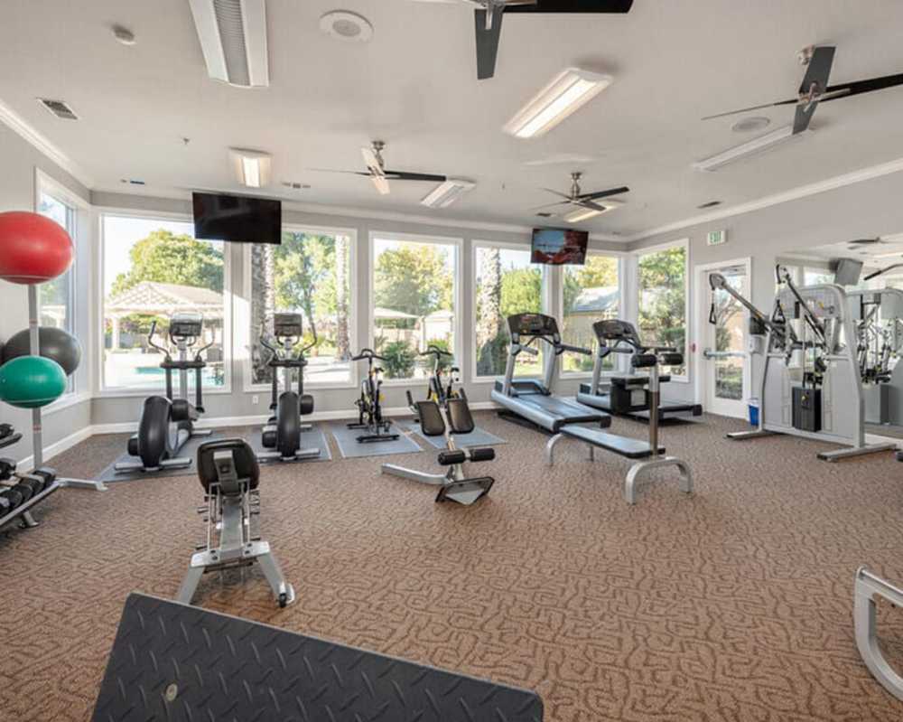Spacious fitness center at Ashton Parc in Sacramento, California
