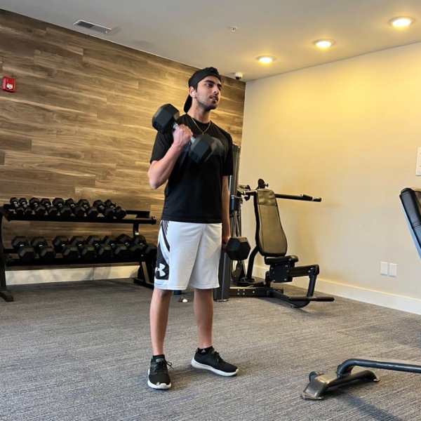 Resident in fitness center at The Quarters at Bloomington in Bloomington, Indiana