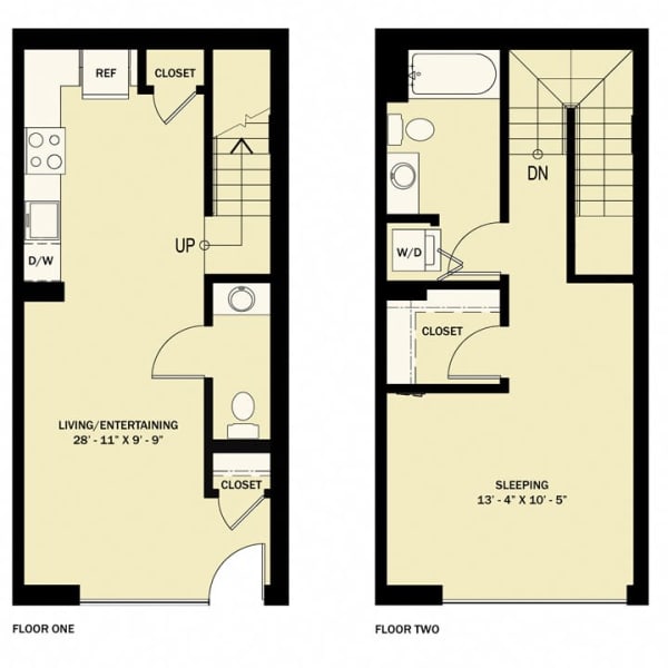 1 Bedroom 1.5 Bath Townhouse Income Qualified - B20 Floor Plan