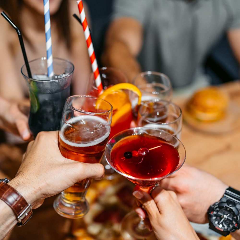 Residents having drinks near Tradewind Apartments in Mesquite, Texas