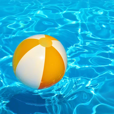 A beach ball in a swimming pool at Coleville in Coleville, California