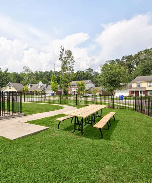 Community picnic area at Oak Hollow in Summerville, South Carolina